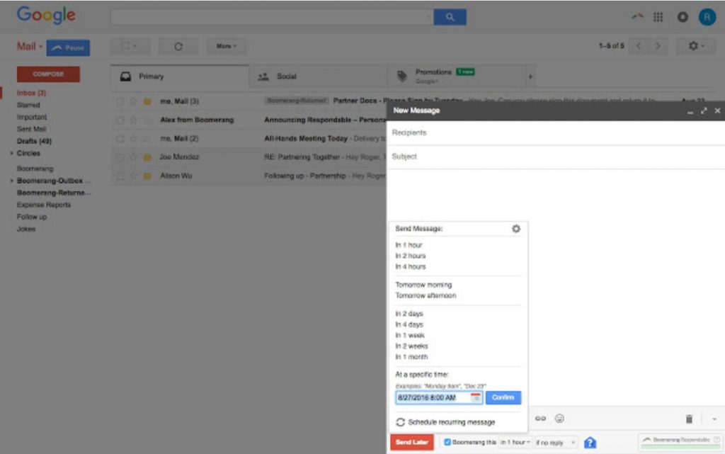 cancel boomerang for gmail